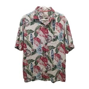 Tommy Bahama Xmas Ornament Christmas Holiday Shirt 100% Silk Size Medium